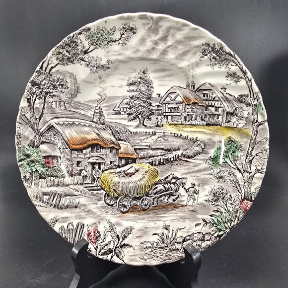 Vintage Yorkshire Ironstone Plate Staffordshire English Countryside Scene JJ3842 - Picture 1 of 5